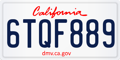 CA license plate 6TQF889