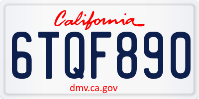 CA license plate 6TQF890