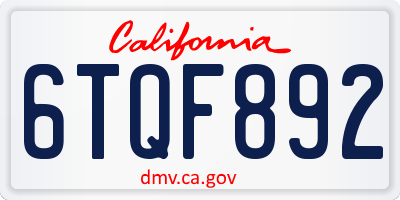 CA license plate 6TQF892