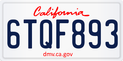 CA license plate 6TQF893