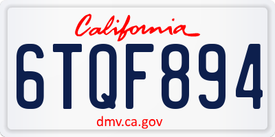 CA license plate 6TQF894