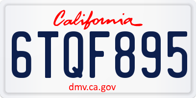 CA license plate 6TQF895