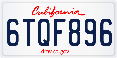 CA license plate 6TQF896