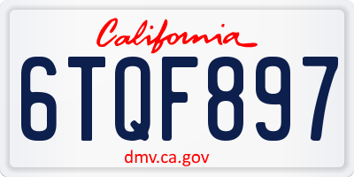 CA license plate 6TQF897