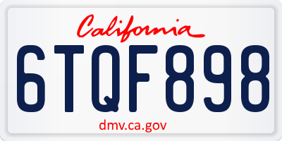 CA license plate 6TQF898