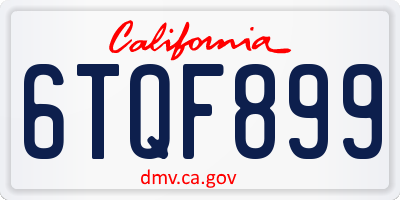 CA license plate 6TQF899