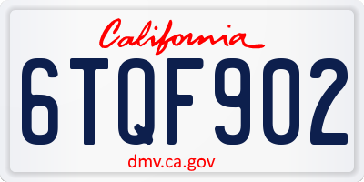 CA license plate 6TQF902