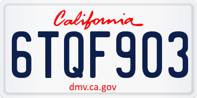 CA license plate 6TQF903