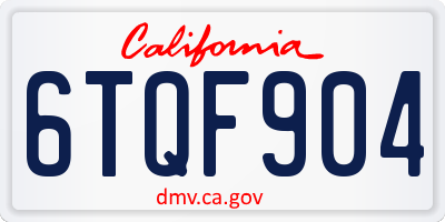 CA license plate 6TQF904