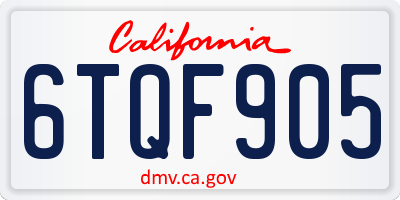 CA license plate 6TQF905