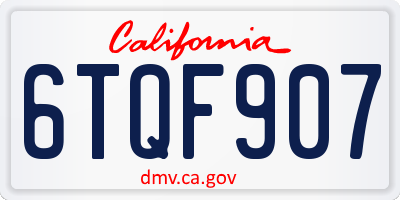 CA license plate 6TQF907