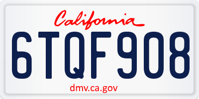 CA license plate 6TQF908