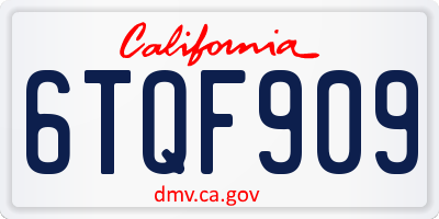 CA license plate 6TQF909