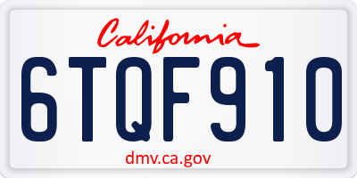 CA license plate 6TQF910