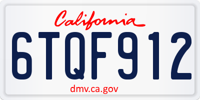 CA license plate 6TQF912