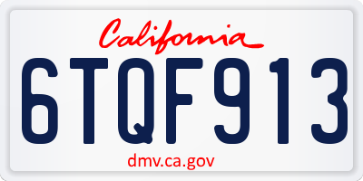 CA license plate 6TQF913