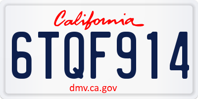 CA license plate 6TQF914