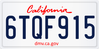 CA license plate 6TQF915