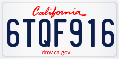 CA license plate 6TQF916