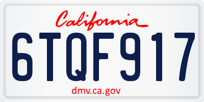 CA license plate 6TQF917