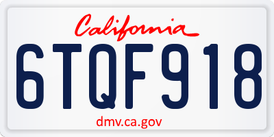 CA license plate 6TQF918