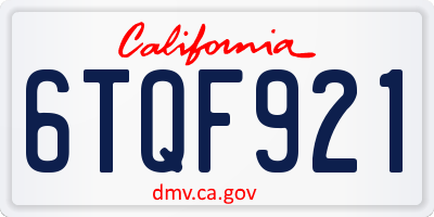 CA license plate 6TQF921