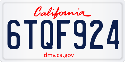 CA license plate 6TQF924