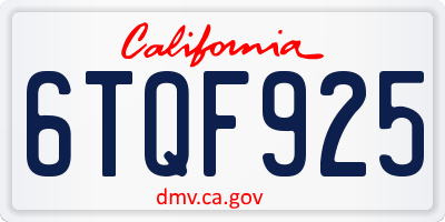 CA license plate 6TQF925