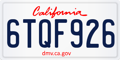 CA license plate 6TQF926