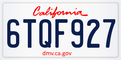 CA license plate 6TQF927