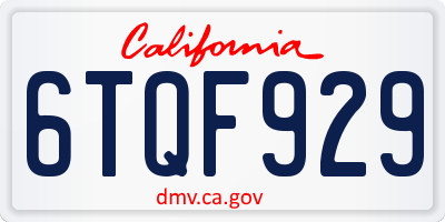 CA license plate 6TQF929