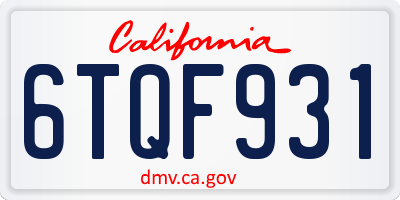 CA license plate 6TQF931