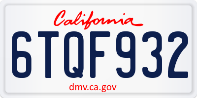 CA license plate 6TQF932