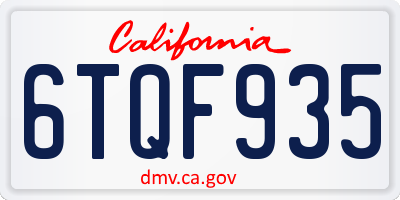 CA license plate 6TQF935