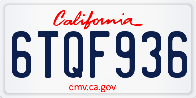 CA license plate 6TQF936