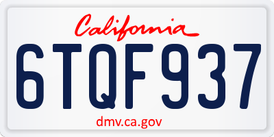 CA license plate 6TQF937