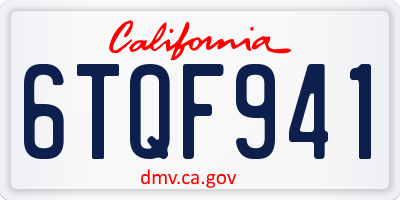 CA license plate 6TQF941