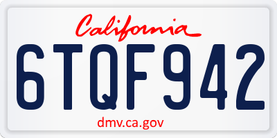 CA license plate 6TQF942
