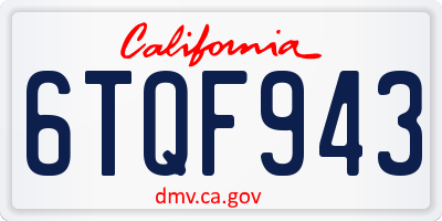CA license plate 6TQF943