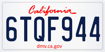 CA license plate 6TQF944