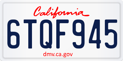 CA license plate 6TQF945