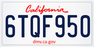 CA license plate 6TQF950