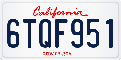 CA license plate 6TQF951