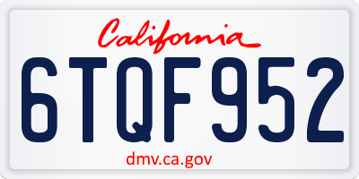 CA license plate 6TQF952