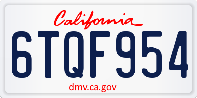 CA license plate 6TQF954