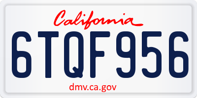 CA license plate 6TQF956