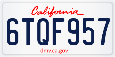 CA license plate 6TQF957