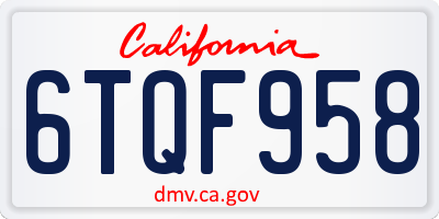 CA license plate 6TQF958