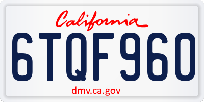 CA license plate 6TQF960