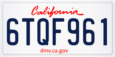 CA license plate 6TQF961
